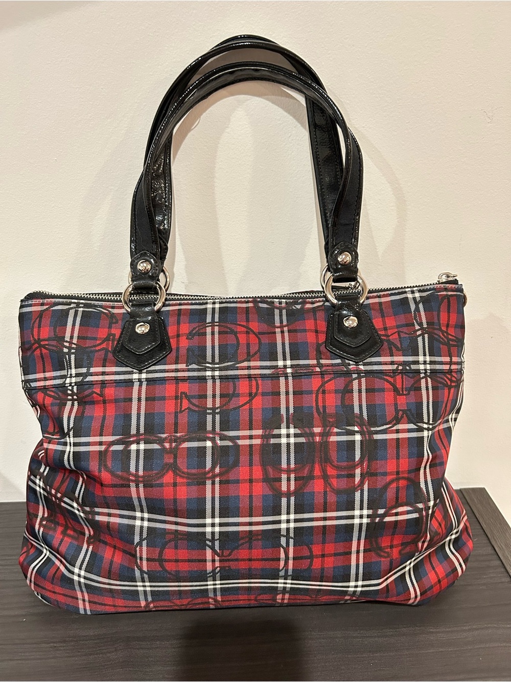 Coach Poppy Tartan Plaid Multi-color Glam Glitter Tote Bag EUC - Picture 3 of 11